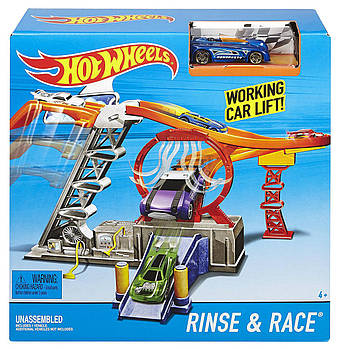 Трек Хот Вілс гонка швидкості автомийка Hot Wheels Rinse & Race Play Set