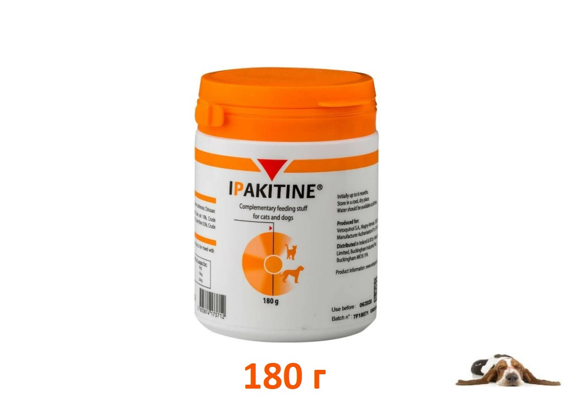 Ипакитине (Ipakitine)180 г (до 09.2026) - кормова добавка для лікування ХНН у собак і кішок