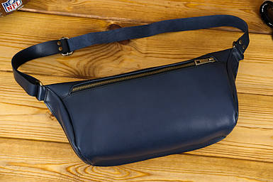 Шкіряна сумка Модель №55, натуральна шкіра, італійський Краст, колір Синій