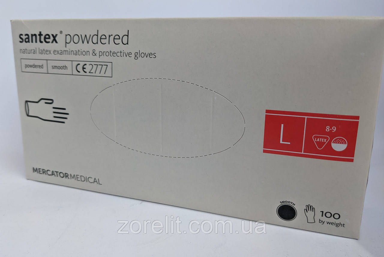 Перчатки латексные припудренные Santex Powdered 100шт.