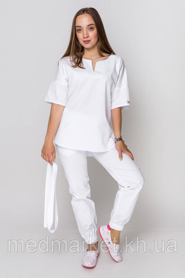 Костюм медичний Ріо з джогерами. ELIT COTTON. Білий
