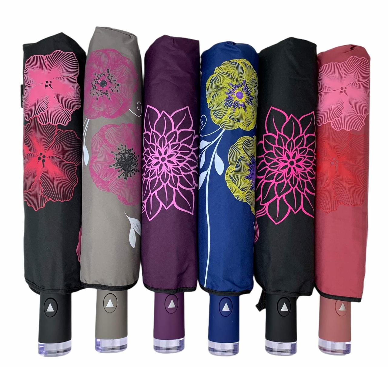 Жіноча складна парасоля напівавтомат від Flagman-The Best з принтом квітів, 6 кольорів, fl511
