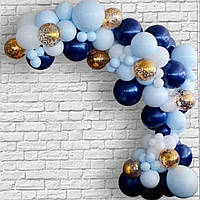 Гирлянда арка из воздушных шаров голубое небо 150 шаров клеевые капли лента для шаров
