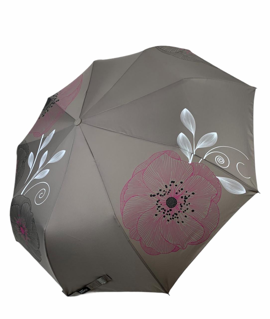 Жіноча складана парасолька-автомат від Flagman-TheBest з принтом квітів, сіра, fl0512-3