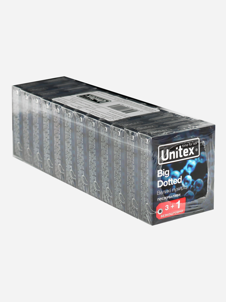 Презервативи з пухирцями чутливі Unitex Big Dotted 48 штук (12 упаковок по 4 шт.)