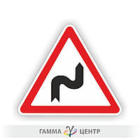 Не світловидбивна наклейка (маска) дорожного знака 1.3.1. Декілька поворотів