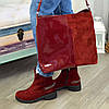 Черевики бордові жіночі замшеві, декоровані ланцюжком, фото 3