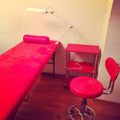 Кушетка косметологическая Эконом + Тележка + Стул со спинкой, комплект ...