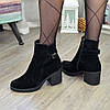 Черевики чорні жіночі замшеві на стійкому каблуці, фото 3