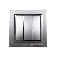 Вимикач потрійний Enzo Срібний камінь