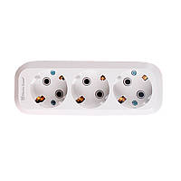 Колодка тримісна із заземленням