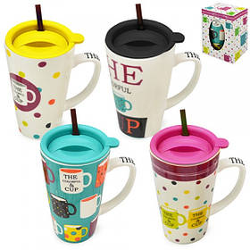 Чашка з кришкою і трубочкою "Colorful cup" 550мл TL00091