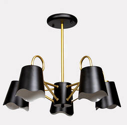 Люстра стельова 5 лампова лофт для кухні, спальні, коридору SA-C897/5 BK+GD+WT