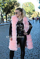 Женская меховая жилетка безрукавка Эко Мех 90 см Розовый