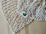 Натуральна еко сумка ручної роботи для покупок "Авоська" біла-натуральна до 20 кг, фото 2