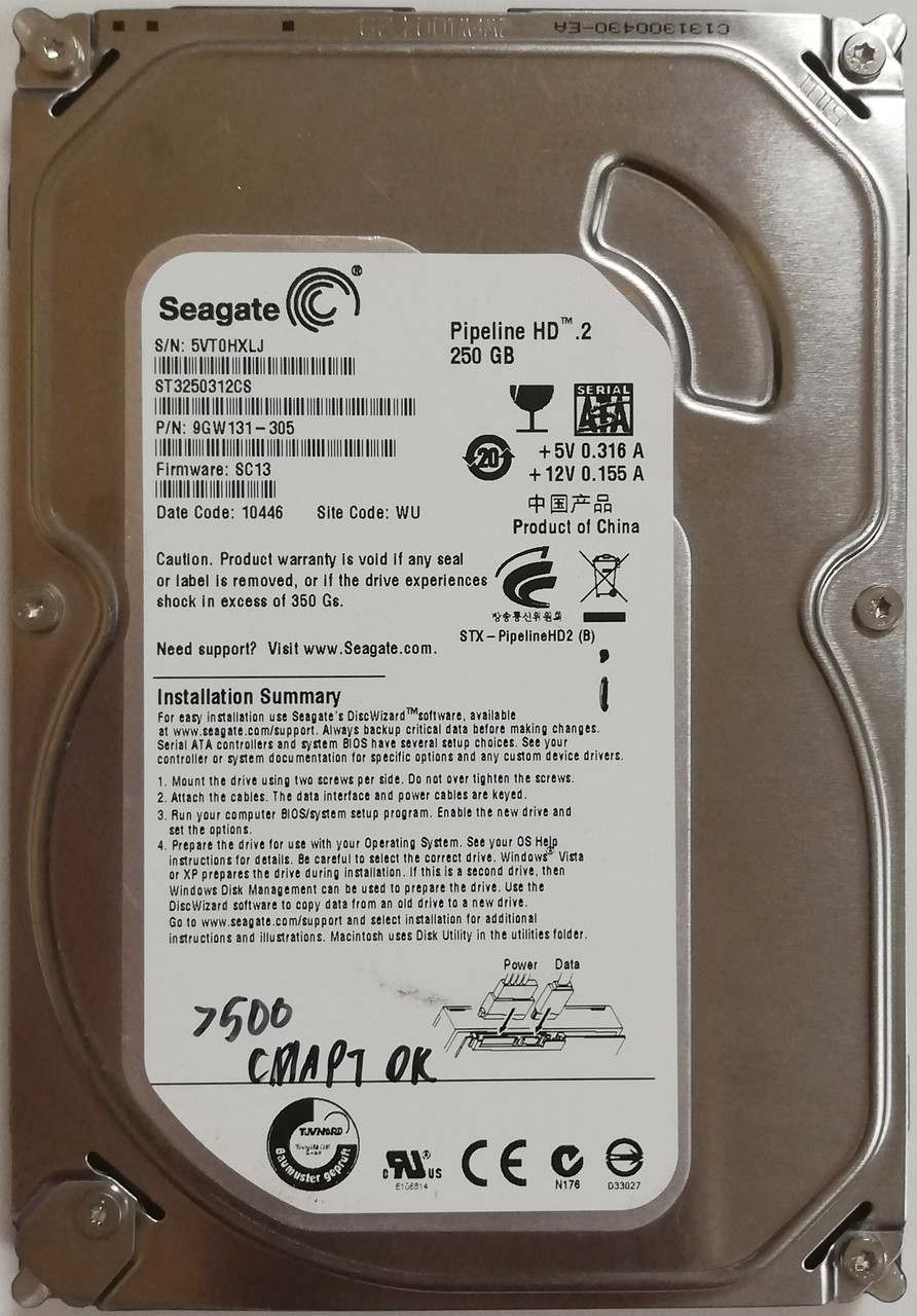 Жорсткий диск для комп'ютера 250GB 3.5" 5400-7200rpm 8-16MB SATAII-III Б/В MIX Під сервіс