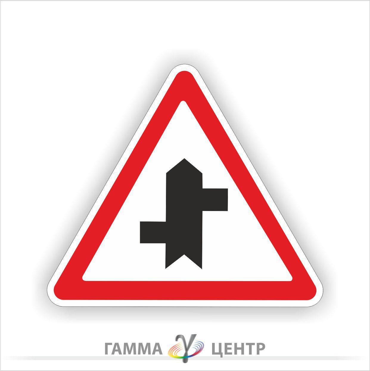 Не світловідбивна наклейка (маска) дорожнього знаку 1.23.4. Прилягання другорядної дороги