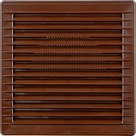 Решітка вентиляційна пластикова коричнева з сіткою AirRoxy AKUSzSg 170x170 діаметр 100 brown 02-255