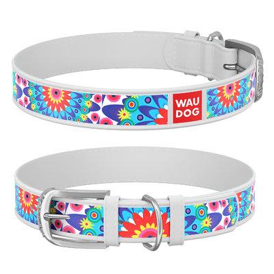 Нашийник для собак шкіряний WAUDOG Design "Квіти", фото 1