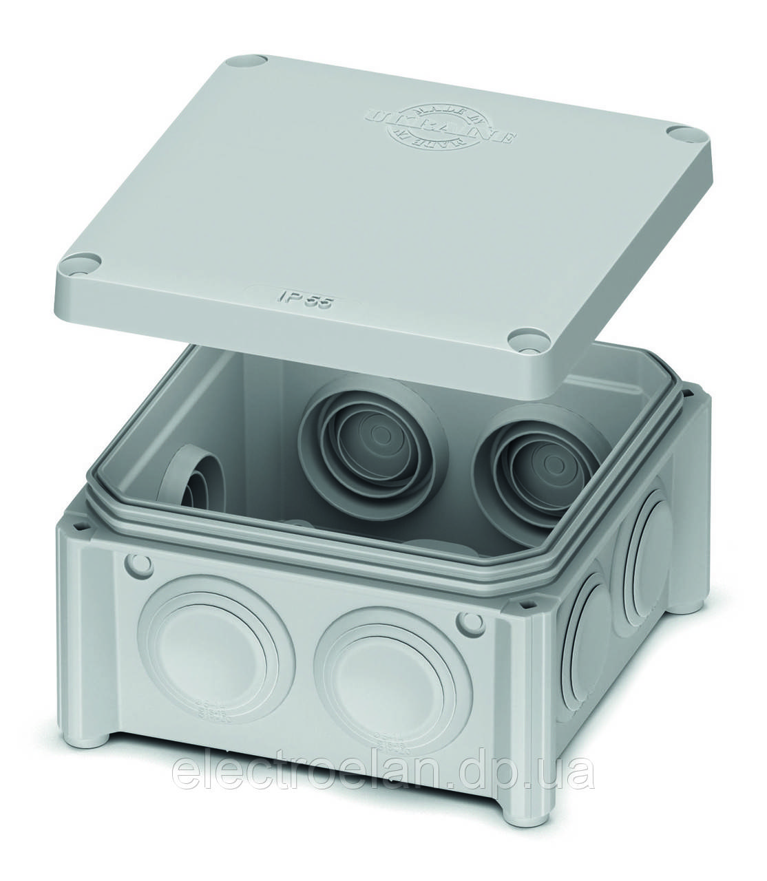 Коробка розподільна IP55 90*90*52 відкритого монтажу з гумовими сальниками IB401