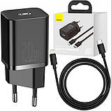 Зарядний пристрій Baseus 20W Super Si USB-C (TZCCSUP-B01) Black, фото 3