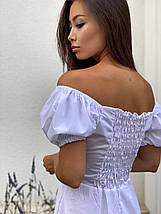 Літній біле плаття з розрізом і зав'язкою на грудях 42-46 р, фото 2