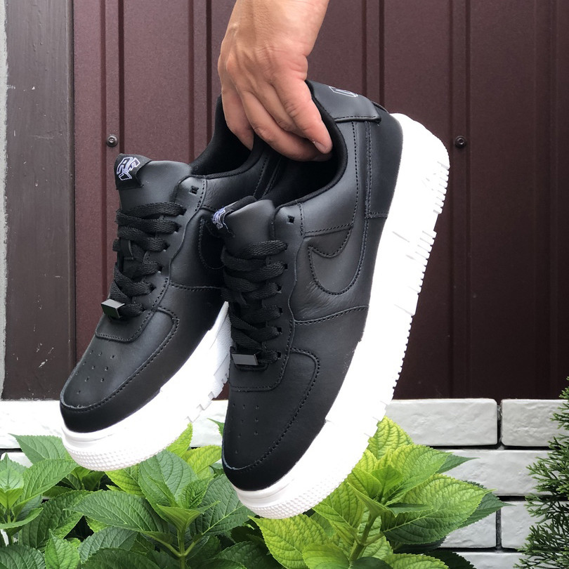 Кросівки Nike Air Force чоловічі шкіряні молодіжні чорні білі