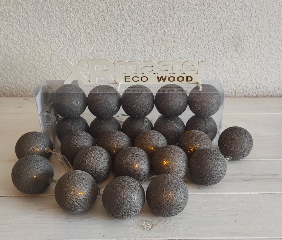 Гірлянда кульки, ліхтарики, Темно сірі