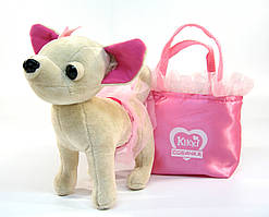 Собачка Кіккі, 22см, рожева атласна сумка, пісенька