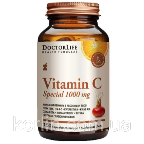 Вітамін C 1000 мг Пролонгованої дії 150 кап Doctor Life Vitamin C Special 1000 mg США Доставка з ЄС