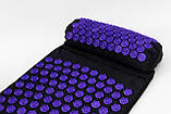 Масажний килимок Аплікатор Кузнєцова + валик масажер для спини/шиї/голови OSPORT Lotus Mat EcoPro (apl-022) Чорно-фіолетовий, фото 2