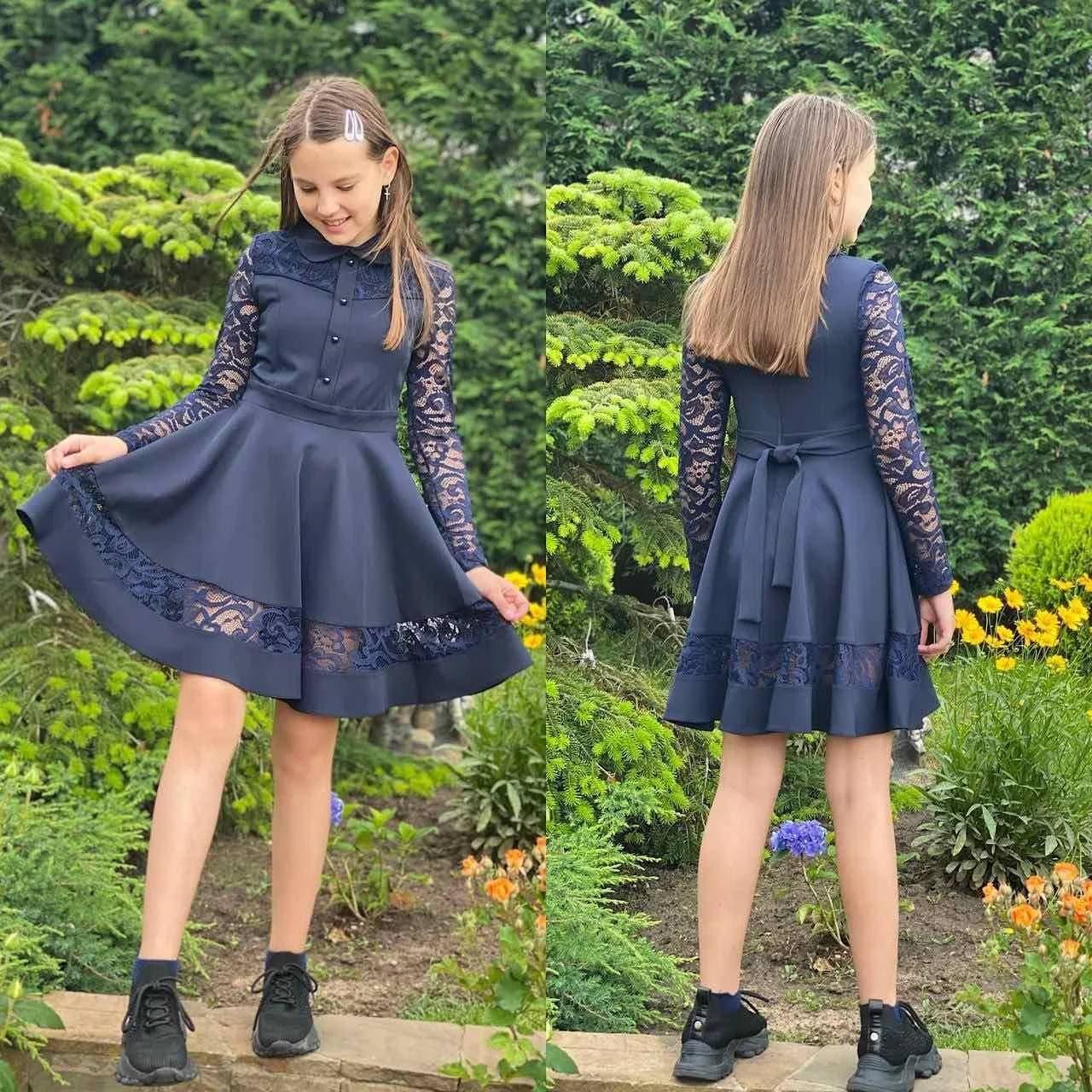 Шкільне плаття "Олена" для дівчинки, синій, р-ри 30-40