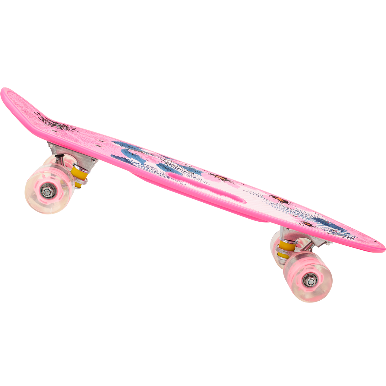 Penny board розовый с ручкой и со светящимися колесами пенни борд для