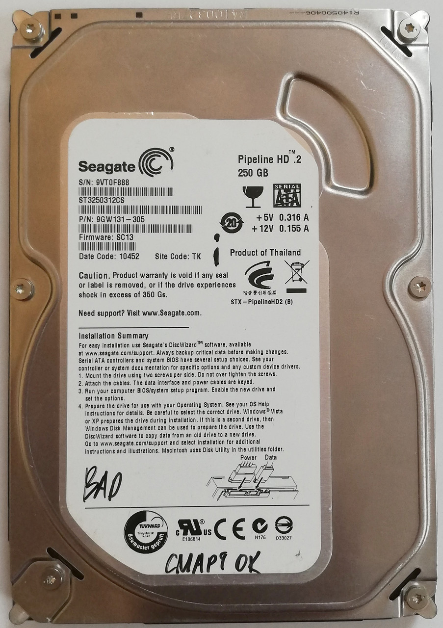 Жорсткий диск для комп'ютера 250GB 3.5" 5400/7200rpm 8/16MB SATA 2-3 Б/В MIX Під відновлення, фото 1