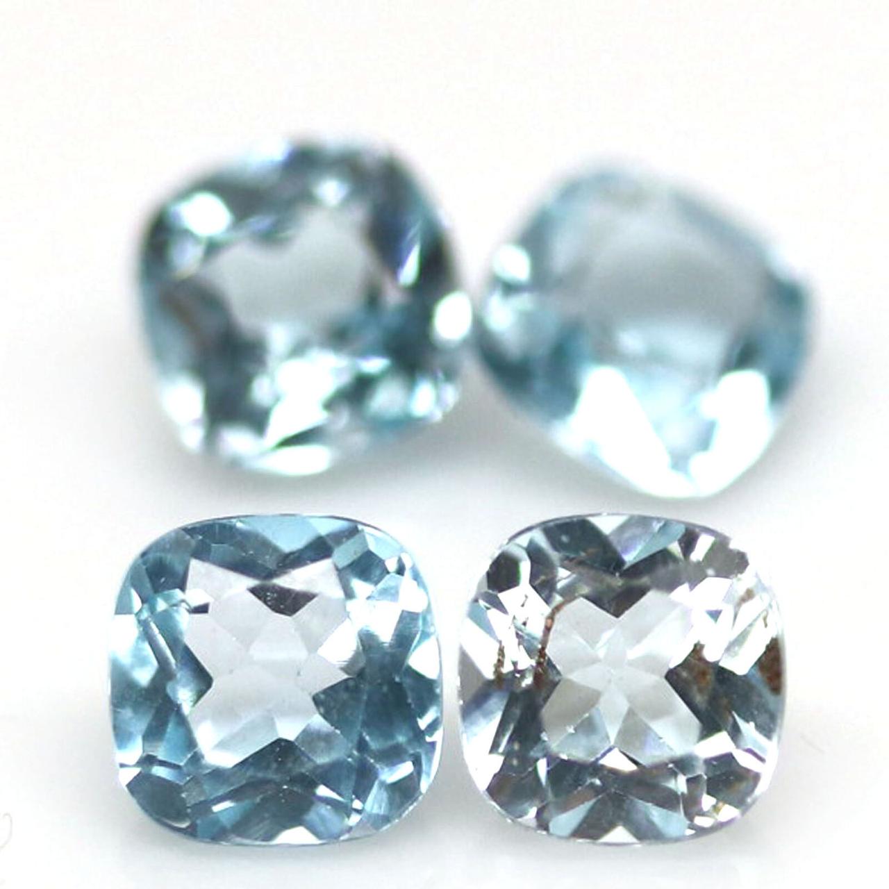 4.88 карат Природний Небесний топаз Бразилії подушка 6 мм 4 шт., фото 1