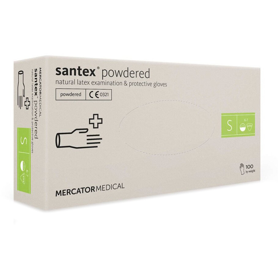 Рукавички латексні опудрені SANTEX POWDERED р.S