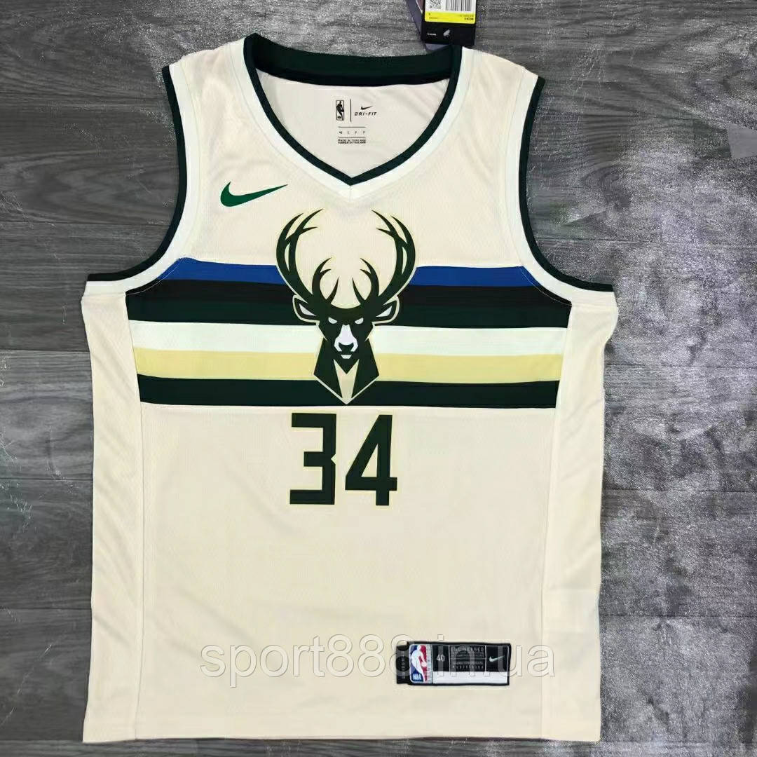 Біла майка Адетокунбо Мілуокі Бакс Nike Antetokounmpo №34 Milwaukee Bucks NBA