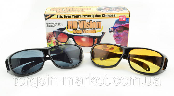 Очки для водителей антифары HD Vision 2шт (желтые, черные), антибликовые очки, ТМ - фото 3 - id-p1456692862
