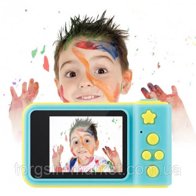 Детский цифровой фотоаппарат UKC Smart Kids Camera. Желто-голубой, ТМ - фото 3 - id-p1456693035