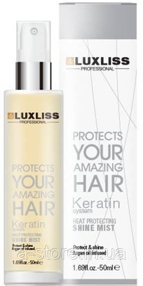 Кератиновий спрей-блиск для волосся Luxliss Keratin Heat Protecting Shine Mist 50 мл