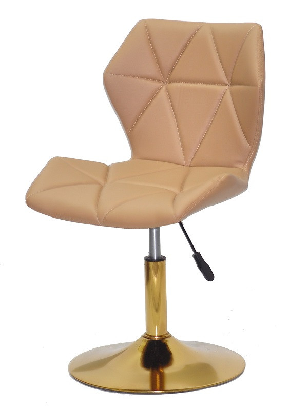 Стілець Torino GD-Base шкірозамінник бежевий 1009 на золотій круглій опорі з регулюванням висоти сидіння, фото 1
