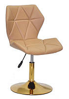 Стілець Torino GD-Base шкірозамінник бежевий 1009 на золотій круглій опорі з регулюванням висоти сидіння, фото 5