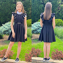 Шкільний сарафан "Крильце" для дівчинки, чорний, р-ри 28-38