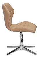 Стілець Torino Modern Base бежевий 1009 шкірозамінників на хромованій базі на стопках, фото 4