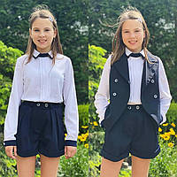 Шкільна блузка "Подвійний комір" для дівчинки, р-ри 30-40