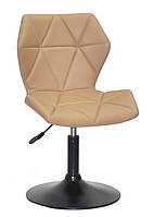 Стілець Torino BK-Base бежевий 1009 шкірозамінник на чорному млинцеві, поворотний із регулюванням висоти, фото 4