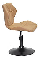 Стілець Torino BK-Base бежевий 1009 шкірозамінник на чорному млинцеві, поворотний із регулюванням висоти, фото 3