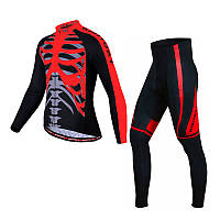 Чоловічий велокостюм KIDITO KM-CT-18 Trousers Skeleton Red XL кофта з довгим рукавом + штани для велосипедистів
