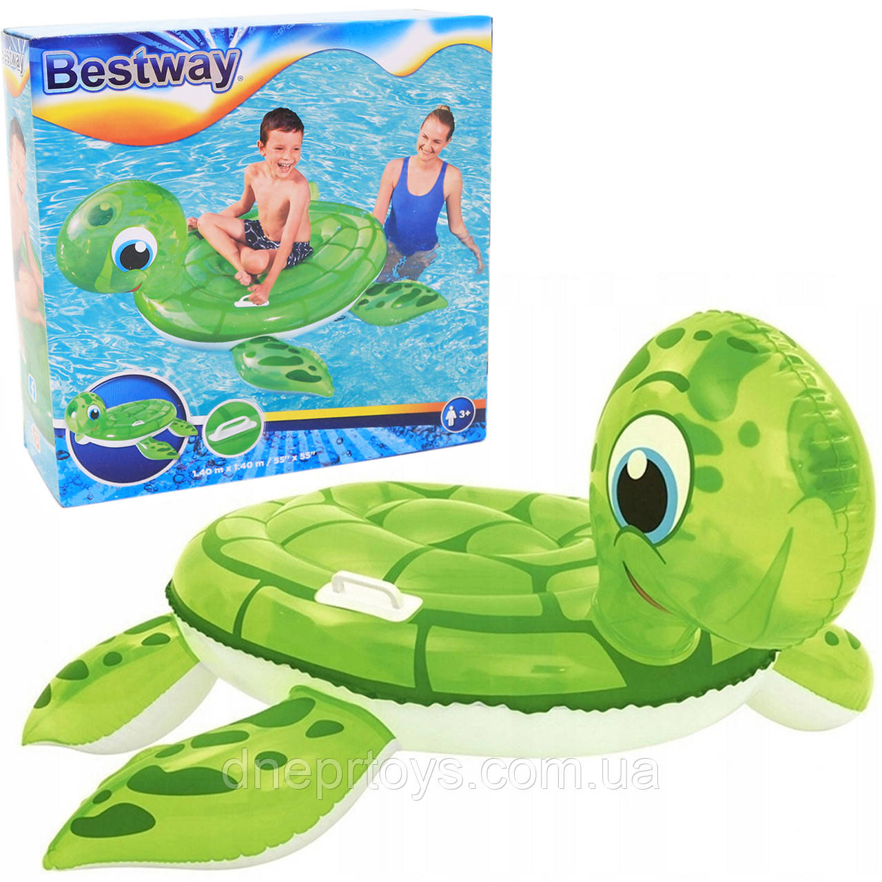 Дитячий надувний матрац пліт Intex 57524 «Черепаха» (150х127 см) Lil 'Sea Turtle Ride-On