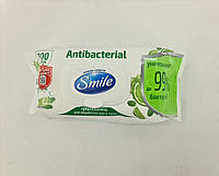 Салфетка Влажная SMAILE 100 шт Antibacterial с клапаном(1 пач)Влажная Салфетка для Рук и Лица